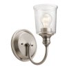 Kinkiet Waverly - 1 źródło światła - Klasyczny pewter Szkło z bąbelkami powietrza nowoczesny minimalistyczny uniwersalny KL-WAVERLY1-CLP KICHLER
